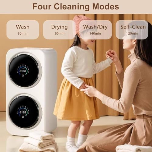 Mini Washer and Dryer Combo ，Portable 2-in-1 Laundry System with Stainless Steel Inner Tub, Water Filter for Clothes