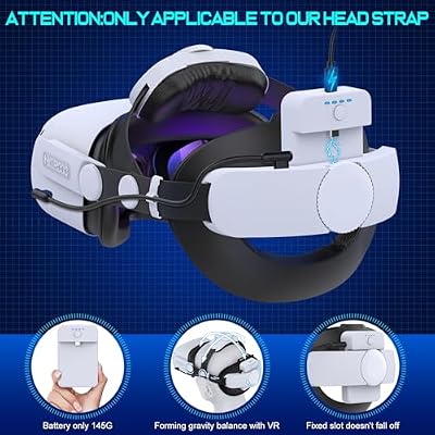 Hot-Swappable Head Strap for Quest 2/Quest 3/Quest 3S, 7500mAH Detachable Pack, Extra 3-4 Hours Playtime, Double Knobs, Soft Cushion, Reduces Head Pressure, Enhanced Comfort and Support