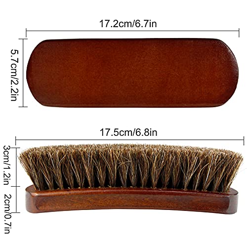 2Pc Horsehair Shoe Brush, German Horse Hair Shoe Shine Brush, Detail Brush Set Automotive Suede Cleaning Brush For Boots, Convertible Polishing Cleaning For Leather Handbags Coats Pans Sofa Furniture #TOP5