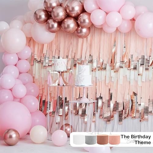 Image of PartyWoo Crepe Paper Streamers 6 Rolls 492ft, Pack of Crepe Paper Rose Gold Streamers Decorations, Crepe Paper for Birthday Decorations, Party Decorations, Wedding Decorations (1.8 in x 82 Ft /Roll)