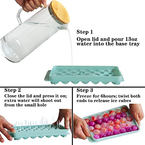 Kitoulea Small Round Ice Cube Trays For Freezer, Ice Ball Maker Mold With Lid Easy Release Bpa-Free Circle Ice Tray Reusable Sphere Ice Cube Mold For Whisky, Cocktail, Coffee - 1.2Inch Ice Balls #TOP1