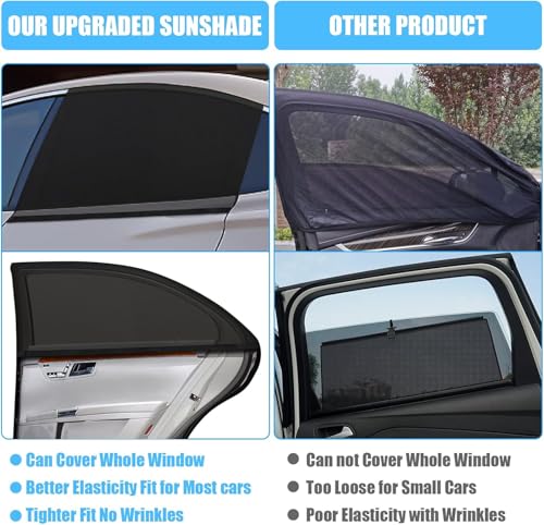 Sonnenschutz Auto Baby, 2 Stück Universal Elastizitä Sonnenblende Auto Netz für Seitenfenster, Sonnenschutz Auto Kinder mit UV Schutz & Hitzeschutz, Privatsphäre Für Kinder Haustiere, Fit 98% Autos