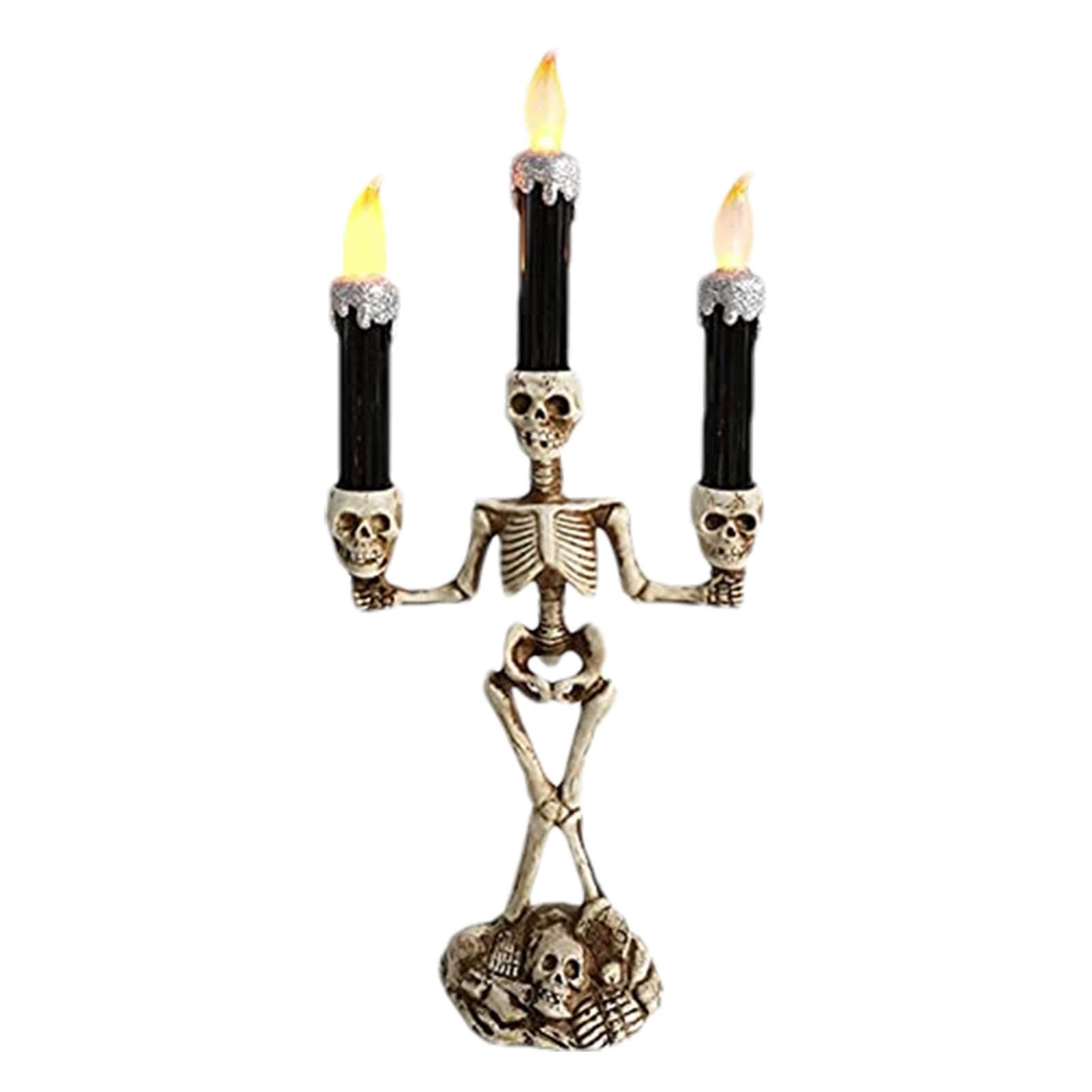 Bougie Halloween Triple Tête De Mort - Bougie Crâne Horreur Décorative 3 Crânes