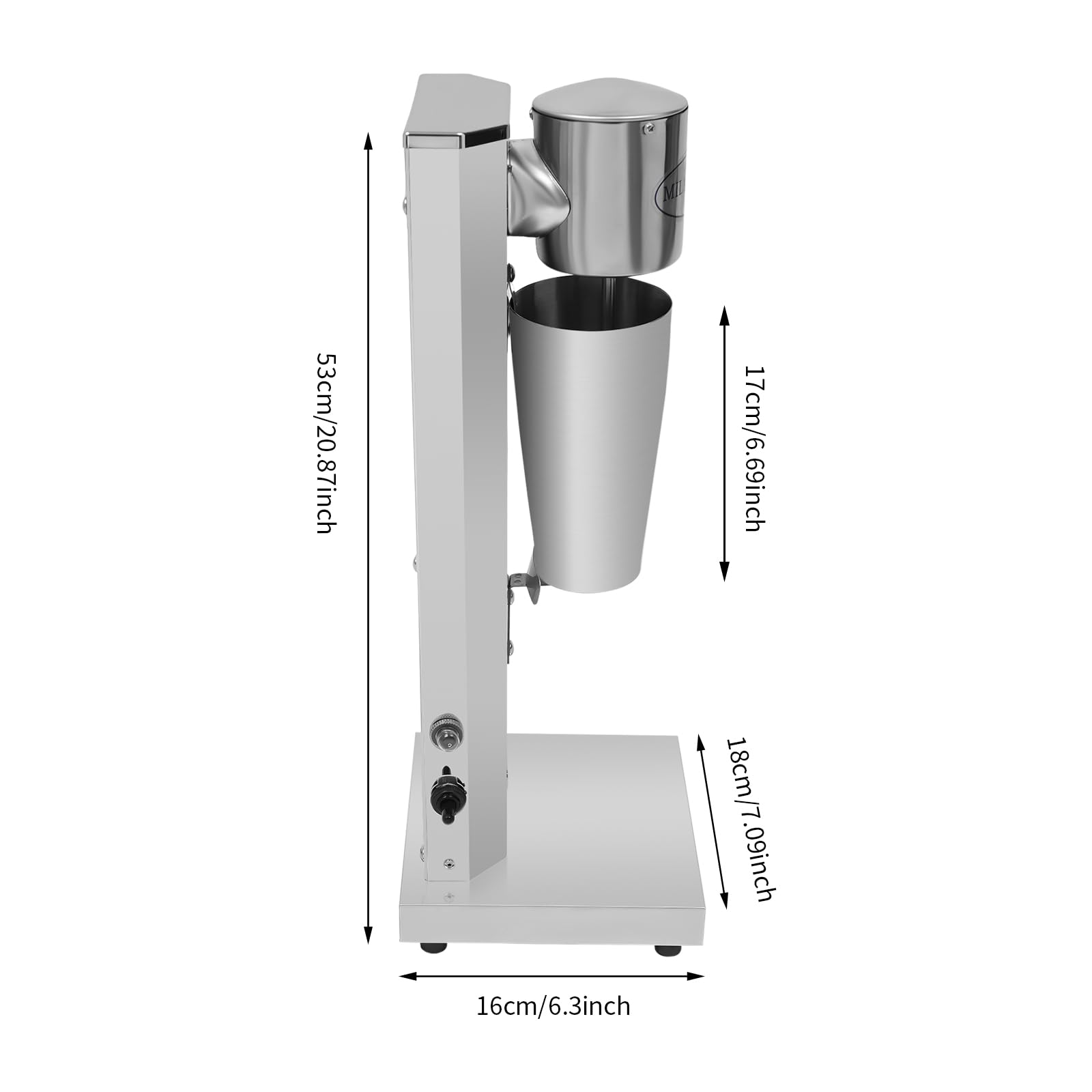 Electric Milkshake Maker, Commercial Stainless Steel Milk Shake Machine, Drink Mixers, 16000r/min & 800ml/Cup, Smoothie Milk Foam Tea Mixer Blender + 1 PP Cup, 180W 110V (1 Head)