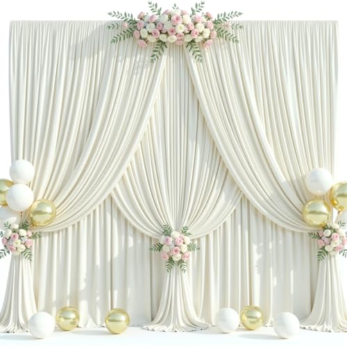30ft x 15ft Ivory Wrinkle Free Backdrop Curtains for Wedding Party Backdrops Curtain Drapes Fabric Decorations Photo Back Drop Cloth for Baby Shower Photography Stage Reception by Tao-Ge - Image 8