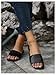 GORGLITTER Women's Leather Square Toe Flat Sandals Summer Dressy Slides Casual Fashion Slip On Comfort Sandals Black 8
