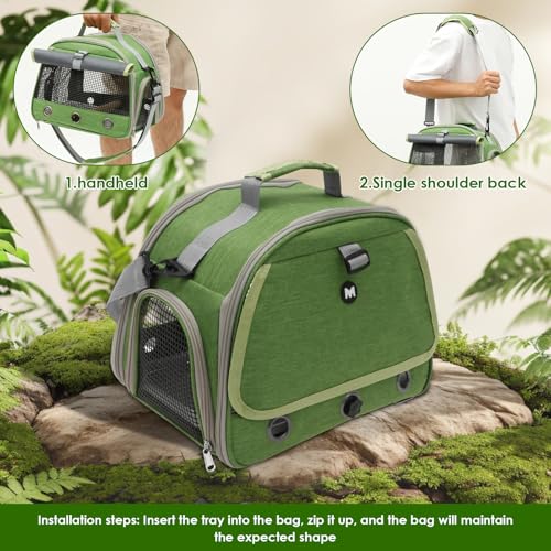 Bird Travel Carrie Cage de transport portable pour petits animaux avec perchoir et fenêtre latérale pour perruches, perroquets, pigeons, hamsters et lapins Vert 33 x 22 x 26 cm – Image 6
