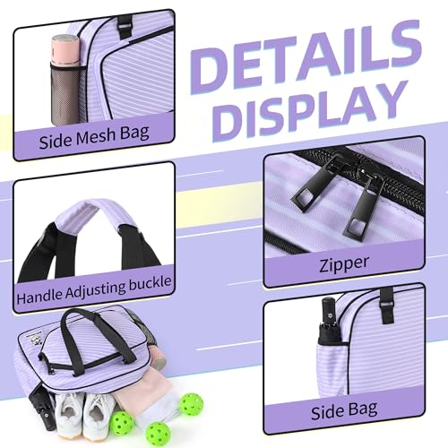 Image of Boulder Bee Pickleball Bags, Premium Pickleball Tote Bag for Girls, Women's Hand /Shoulder Gym Bag w Water Bottle Holder, with Pickleball Racquet /Paddle Holder
