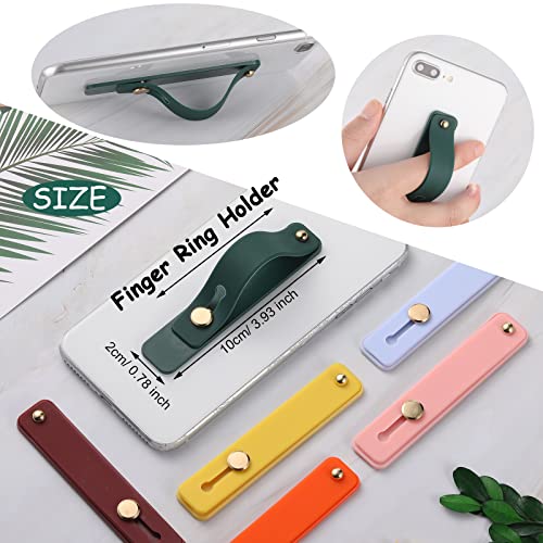 Image of Weewooday 6 Pieces Phone Grip Holder Cell Phone Grip Strap Telescopic Finger Strap Stand Universal Finger Kickstand for Most Smartphones(Bright Colors,Classic)