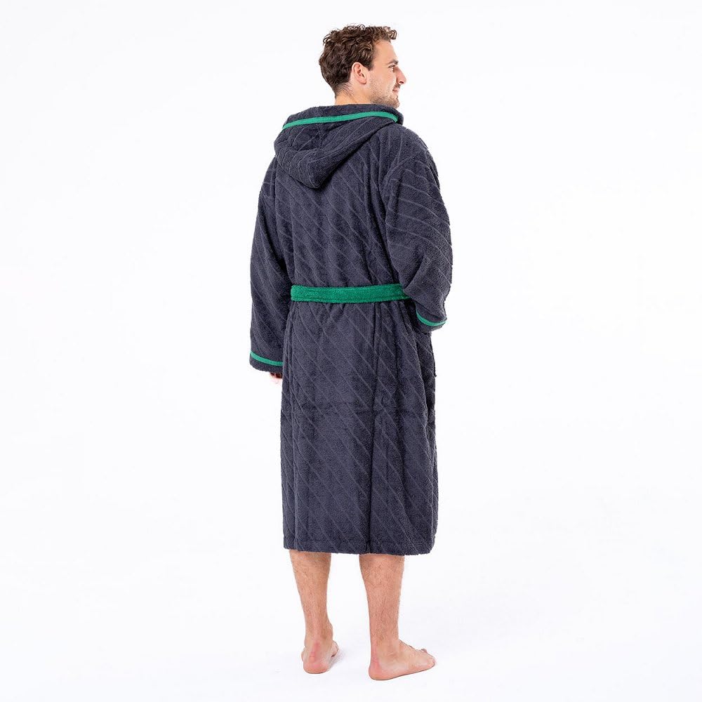 Borussia Mönchengladbach Bademantel | Offizieller Fanartikel Fohlenshop | Gladbach Fanartikel, Dunkelgrau | Frottee Bademantel