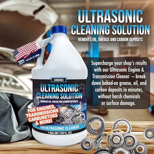 Image of Chromex Ultrasonic Carburetor & Engine Parts Cleaning Solution - Concentrated Degreaser for Aluminum, Brass & Steel - 1 Gallon