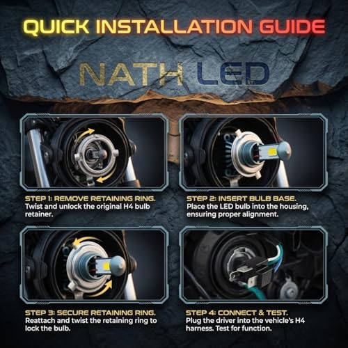 Image of MOTOLURGY NATH H4 50W Hi /Lo Beam LED Headlight Bulb | 8000 Lumens | Bike /Motorcycle Headlight | Made in India | 15 Months Replacement Warranty (Yellow White)
