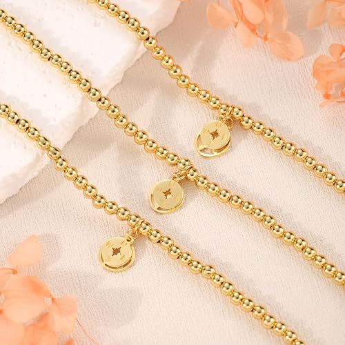 Image of JSJOY Graduation Bracelets Silver Dainty Gold Beaded Compass Bracelets College Graduation Gifts for Her Inspirational Gifts for Women Jewelry