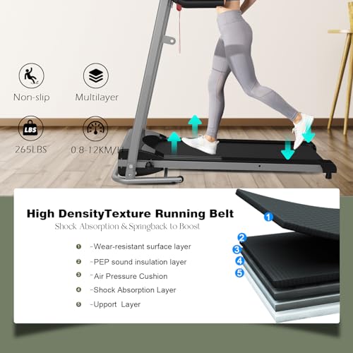 Image of Foldable Treadmill 2.5HP Electric Folding Treadmill Running Walking Machine for Home Gym, Max 265 LBS Weight Capacity