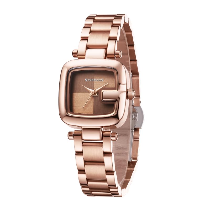 Image of Giordano Monogram Watch for Women Dial with Metal & Leather Strap Fashionable Design, Water Resistant Quartz Analog - Perfect for Casual & Office Wear