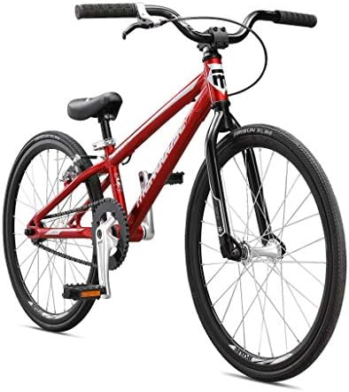Mongoose Title Mini BMX Race Bike, 20-inch Wheels, Beginner Riders, Lightweight Tectonic T1 Aluminum Frame and Internal Cable Routing, Red