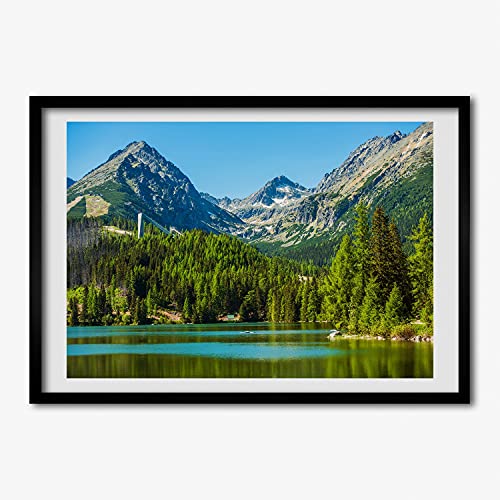 Cadre photo lac dans les montagnes 70x50 cm en bois MDF Tulup
