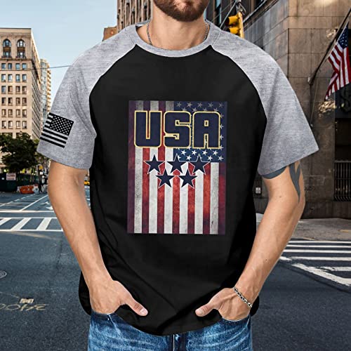Short Sleeve Shirts For Men Lightweight Distressed Flag Shirts For Men Short Sleeve V-Neck Mens Undershirt Camouflage Crop Top For Men Tennis Hippie Blouse For Men Athletic Tops #TOP2