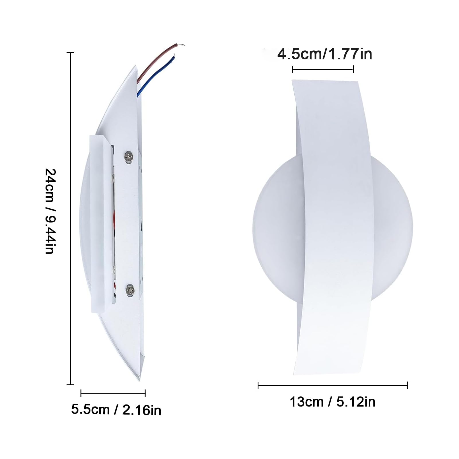 Comely kinkiet wewnętrzny LED, biały kinkiet 12W 1350 lm, nowoczesny akrylowy kinkiet do sypialni, korytarza salonu, zimne białe światło 6500K