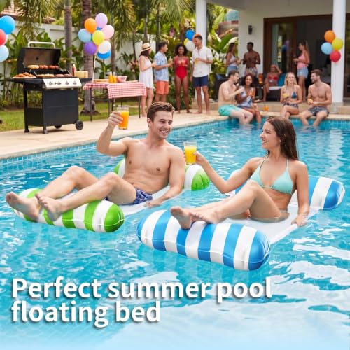 Image of Adult Pool Floats 2 Pack, Inflatable Pool Hammock with 30mm PVC Tubes | High Buoyancy 4-in-1 Water Hammock, Double-Layer Mesh Seat, Heat-Pressed Design for Pool, Beach, Lake & Vacation