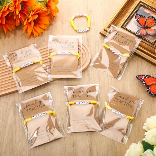 Teacher Appreciation Gifts Clay Beaded Teacher Bracelets with Thank You Cards for Women Christmas Retirement Gifts3