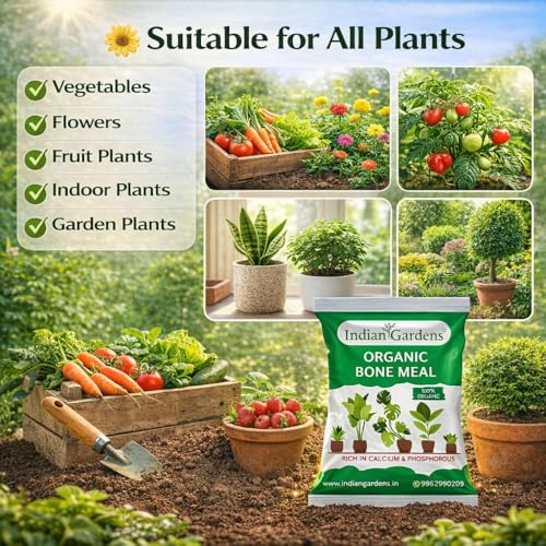 Image of Indian Gardens - Bone Meal Powder 100% Organic Plant fertilizer | Rich in Calcium and Phosphorus | Plant Fertilizer | Home Gardening (400 Grams)