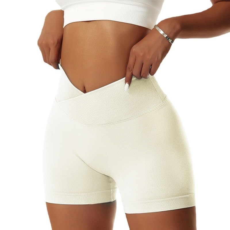 Litthing Pantalones Cortos Mujer Deporte Scrunch Butt Push Up Shorts Deportivos Cintura Alta Entrecruzada Leggins sin Costuras Elásticos para Gimnasio Fitness Correr Yoga