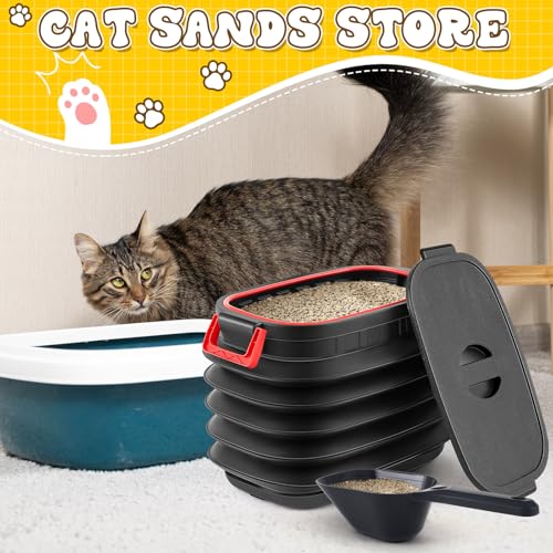 Contenedor portátil para arena de gato con pala y ruedas miniatura 6