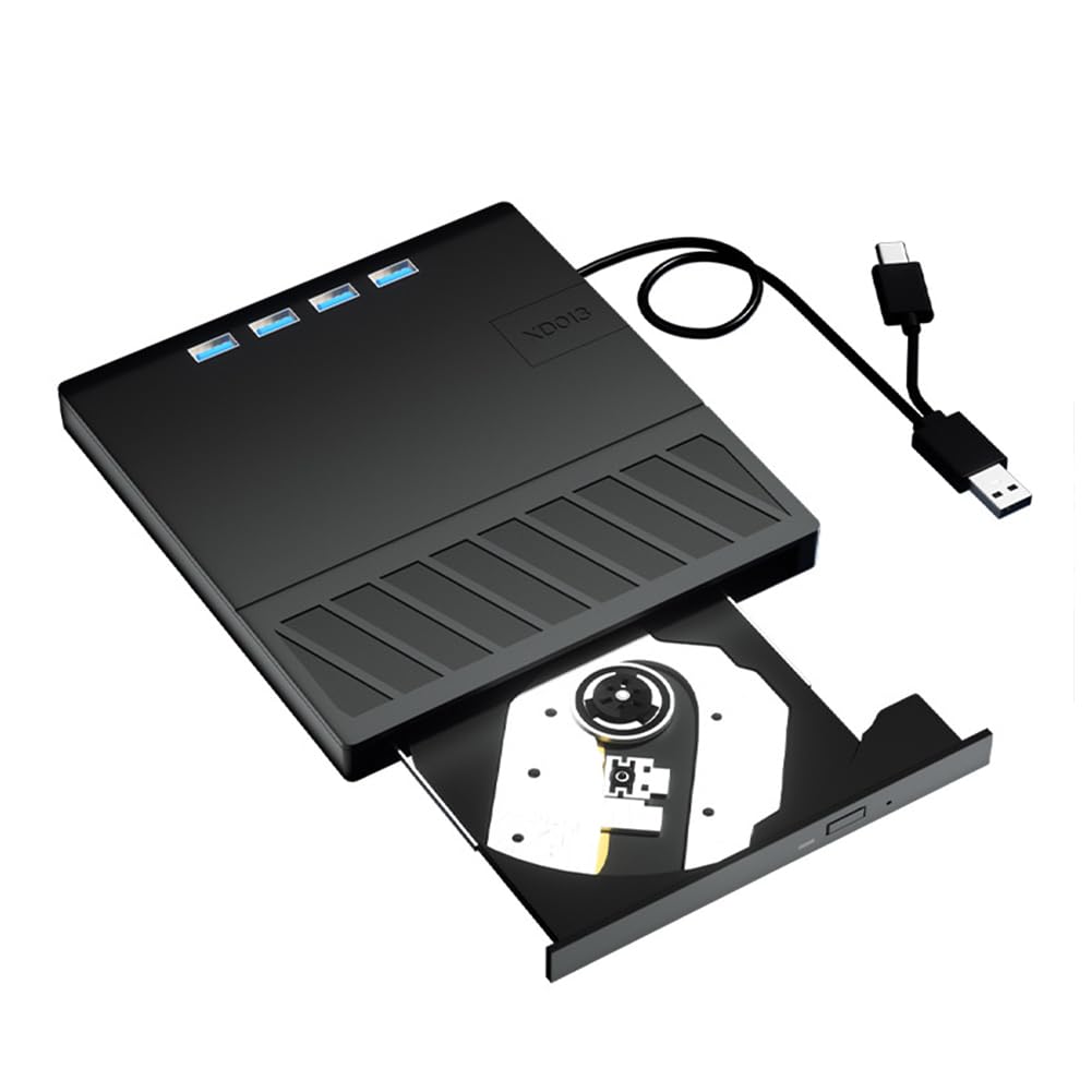 Dcdcd One Color 7-In-1 Usb3.0 Type-C Portable External Drive Bd Dvd Cd +/-Rw Burner Reader With Sd Tf Card