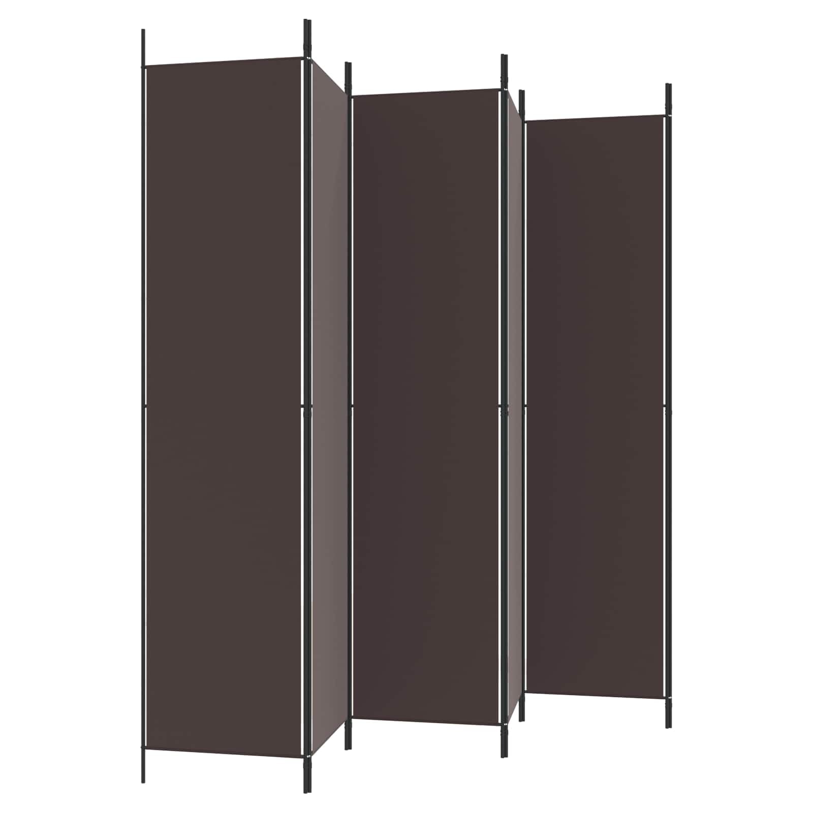 Parawan Przegroda 6 Paneli Tkanina brązowa 300x220 cm