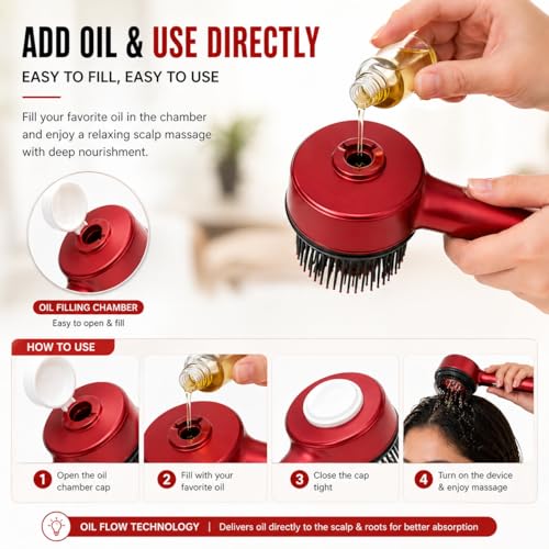 Image of CalmFlex 3-in-1 Scalp Massager Comb | Red Light Therapy | Vibration Massage | Rechargeable