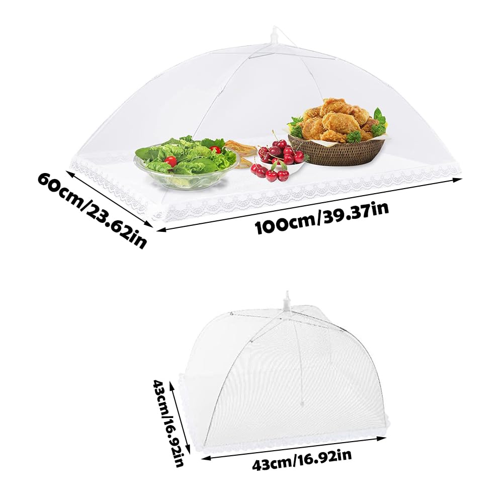 Copripiatti A Cupola In Rete Metallica 60 Cm - Ombrello Pieghevole Per Proteggere Il Cibo All'Aperto Da Insetti E Polvere