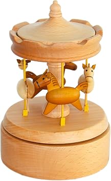 Carousel Music Box, Wooden Vintage Music Box Beautiful Handmade Wooden Crafts Birthday Home Decor Table Decor Crafts Collection
