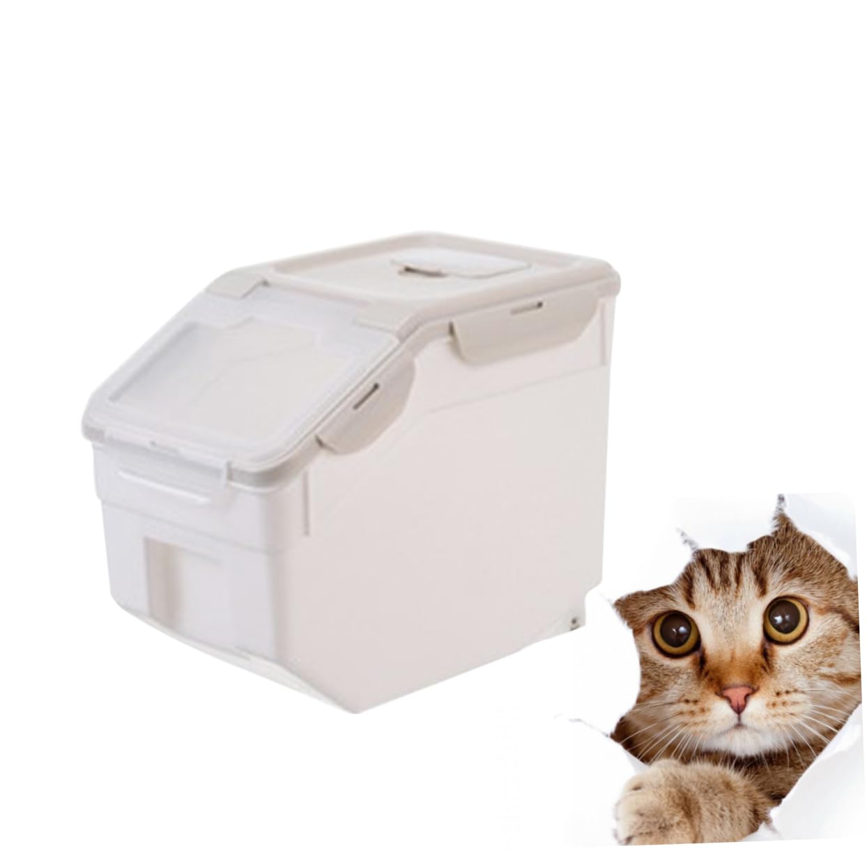 TOYANDONA Luftdichter Tierfutterbehälter aus Pp in Beige Sicher und Gesund Einfache Aufbewahrungsbox für Hundefutter und Reis Praktischer Futtertonne in Größe S