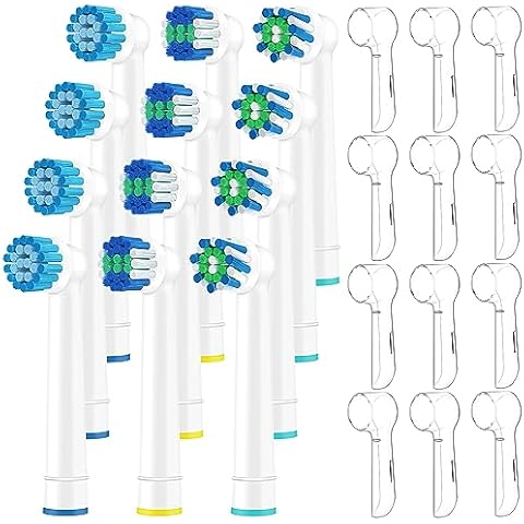 Replacement Electric Toothbrush Heads Refill for Oral B Braun,4 Precision,4 Sensitive,4 Cross Deep Clean Brush,12 Generic Dustproof Cover,Adult Kid,Pro 500/1000/1500/3000/3757/5000/7000/7500/8000/9600 Cover