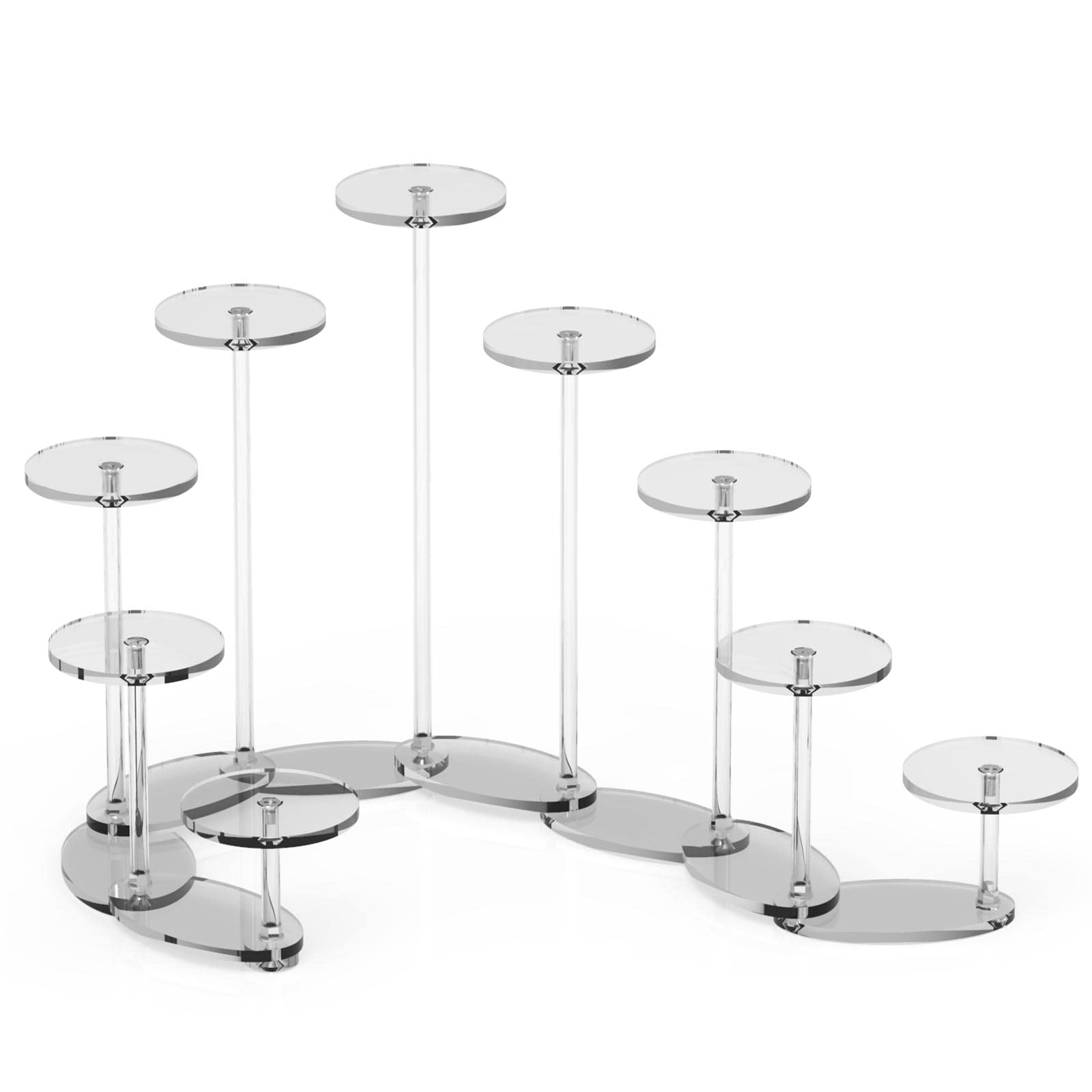 BLOFLO Clear 9-Tier Transformable Acrylic Display Stand For Figures, Acrylic Display Risers For Collectibles, Acrylic Cupcakes Stand, Jewelry Acrylic Stands For Display and Collections