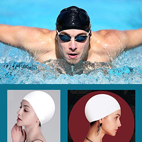 Swim Cap Swimming Cap Silicone Swim Cap For Men Women Kids Boys Girls For Long Hair White #TOP5