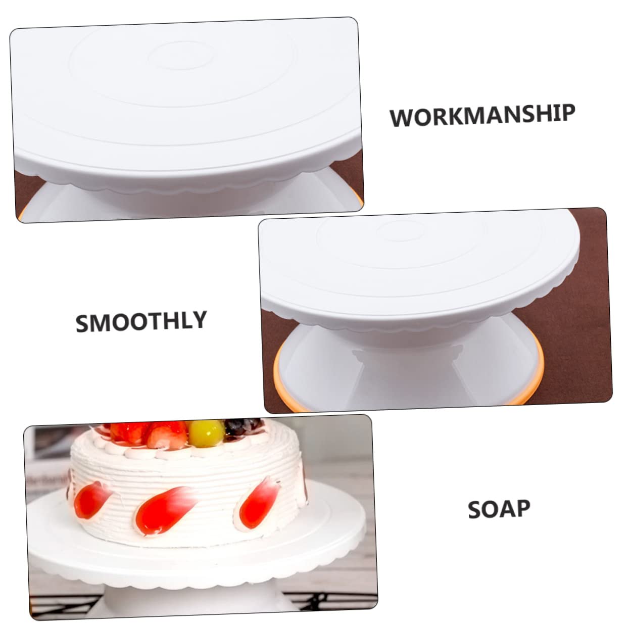 COLLBATH Plato Giratorio para Pasteles Bandeja Giratoria de Plástico Mesa de Trabajo Giratoria para Hornear Pasteles Suministros para Repostería para Hacer Tartas y Casa