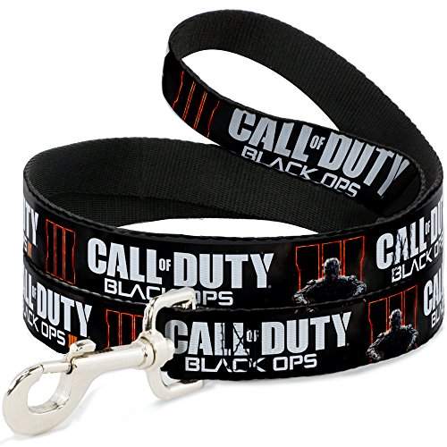 Buckle-Down Correa para Perro Call of Duty Soldier Molten Trey Logo Negro Blanco Naranja 6 pies de Largo 1.5 Pulgadas de Ancho
