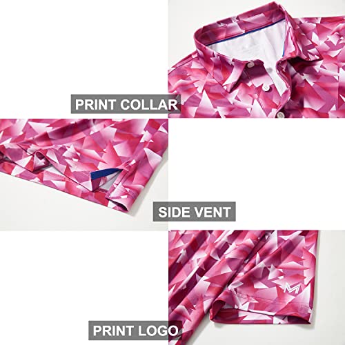 Golf Shirts For Men Dry Fit Short Sleeve Print Performance Moisture Wicking Polo Shirt #TOP3