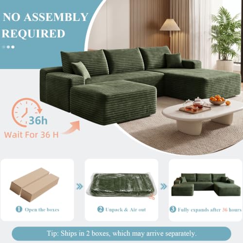 Image of Boneless Cloud Sectional Couch Modular Sofa with Ottoman for Living Room