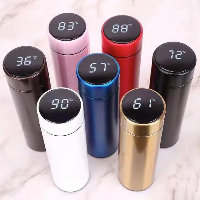 Temperature Stainless Steel Water Bottle with Smart LCD Touch Screen, Double Wall Vacuum Flask, Stay Hot & Cold for 24 Hrs (Multicolour-500ml) Gym, Gift, Doctor, Outdoor Flask (Any ONE)
