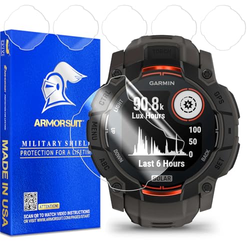 Image of ArmorSuit 6 Pack for Garmin Instinct 3 50mm AMOLED /Solar Screen Protector MilitaryShield HD Clear TPU Film - Made in USA