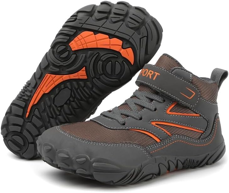 Zapatillas Descalzas Niños Zapatos de Trekking Barefoot Minimalistas Ligeras Transpirable Mid Hiking Shoes Unisex,28-37EU