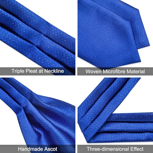 Image of DiBanGu Mens Silk Ascot Ties Paisley Jacquard Woven Cravat and Pocket Square Cufflinks with Lapel Pin for Business Wedding