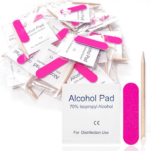 Qsnidy 30 Pack Disposable Manicure Kit Individually Packed 3-Piece Mini Press on Nail Art Tool Prep Kit Includes Mini Nail File, Cuticle Stick, Prep Pad, 30 Sets for Salon Business Home Travel Use