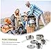 Happyyami 1 Set Camping Pot Nonstick Frying Pan Traveling Accessories Travel Cooker Camping Cooking Stove Camping Frying Pan Camping Griddle BBQ Supply Outdoor Stainless Steel Tool