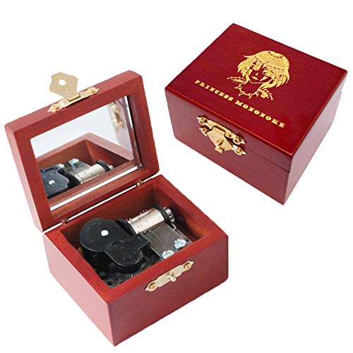 Youtang - Caja de música de madera tallada con mecanismo de viento para Navidad, cumpleaños, día de San Valentín (princesa Mononoke, plata)