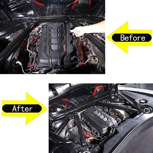 Image of Sekhyna Engine Bay Panel Cover Trim 2PCS Compatible with Corvette C8 Stingray 2020-2025 Engine Cover Left Right Protective High Temperature Resistance Cover Trim Accessories (Real Carbon Fiber)