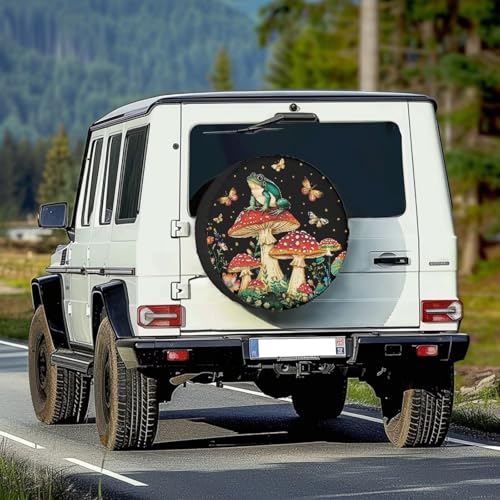 Image of Pensura Mushroom Frog Tire Cover Waterproof Spare Tire Wheel Cover, Sun Protection, Dust-Proof Car Accessories Decorations Universal Fit for Camper Trailer SUV Truck